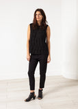 Zip Back Circle Blouse in Black - Vu Hue