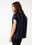 Tucked Sleeve Blouse in Navy - Vu Hue