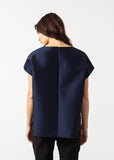 Tucked Sleeve Blouse in Navy - Vu Hue
