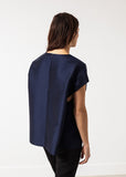 Tucked Sleeve Blouse in Navy - Vu Hue