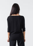 Boat Neck Top in Black - Vu Hue