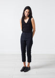 Wool Cropped Pant in Navy - Vu Hue