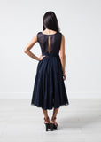 Voile V-Neck Dress in Navy - Vu Hue