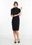 Tie Neck Wool Dress in Black - Vu Hue