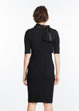 Tie Neck Wool Dress in Black - Vu Hue