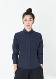 Wrinkled Tux Shirt in Navy - Vu Hue
