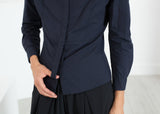 Wrinkled Tux Shirt in Navy - Vu Hue