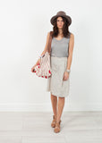 Woven Oversized Tote in Red Stripe - Vu Hue