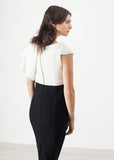 Asymmetric Dress in Cream/Black - Vu Hue