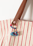 Woven Oversized Tote in Red Stripe - Vu Hue
