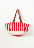 Woven Oversized Tote in Red Stripe - Vu Hue